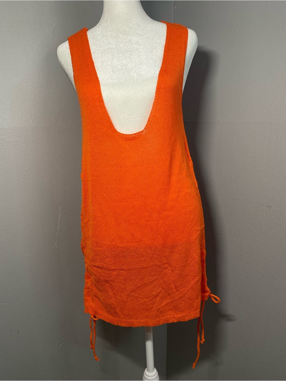 SHEIN- Orange Knit Swim Cover-Up Dress